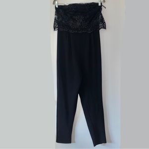 ASOS Outrageous Fortune Black Lace Trim Strapless Jumpsuit
